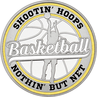 White "Basketball" with Gold Outer Circular Borders